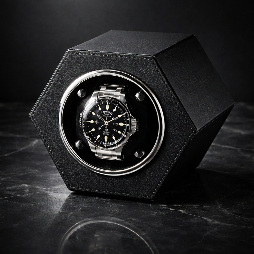 Automatic Watch Winder for 1 Watch – Hexagonal Silent Display Case
