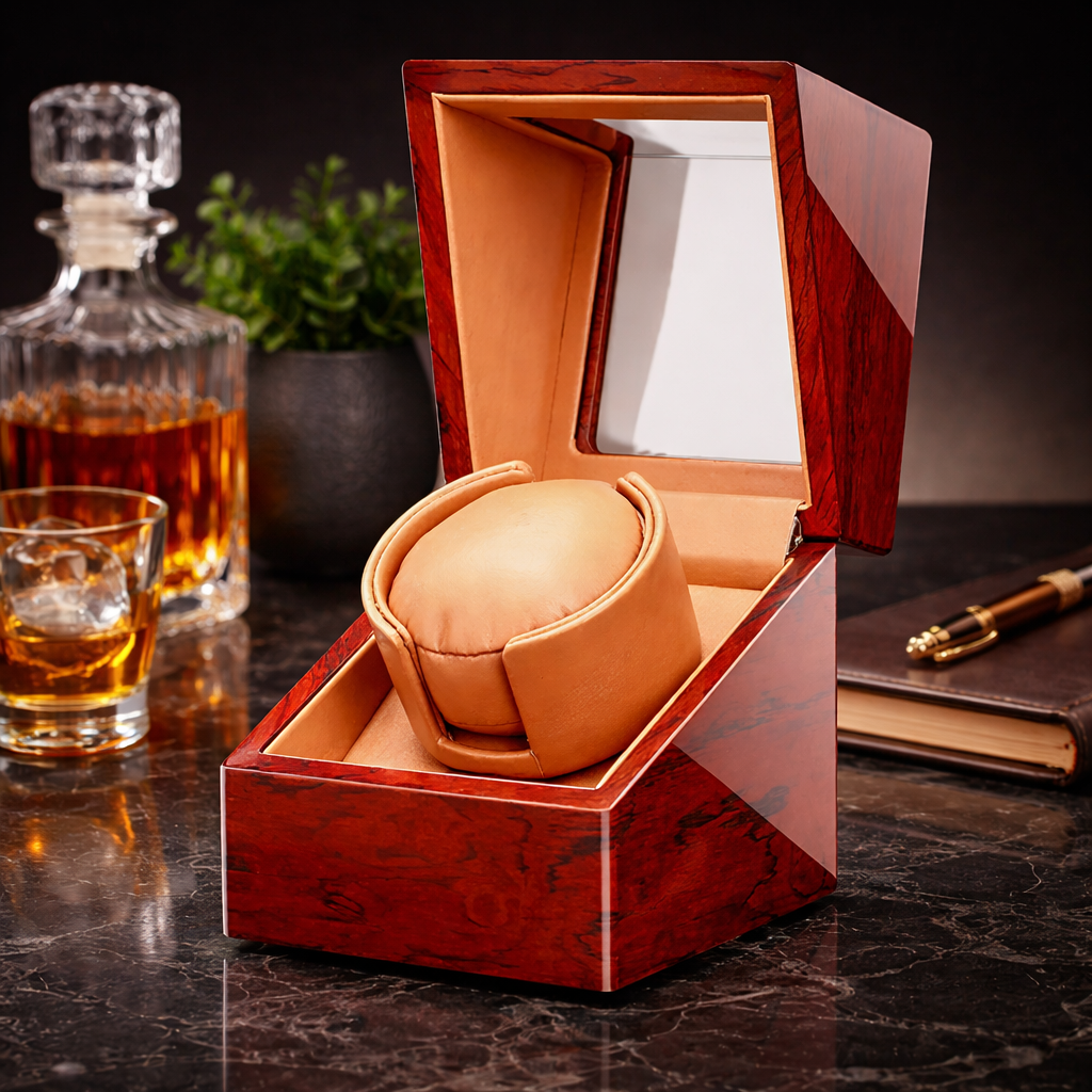 Automatic Watch Winder for 1 Watch – Wooden Silent Display Box