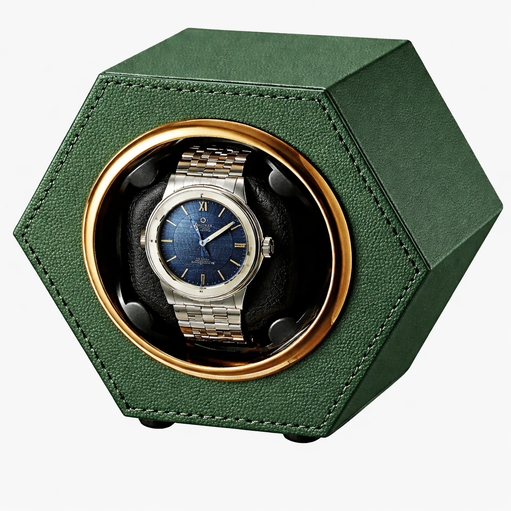 Automatic Watch Winder for 1 Watch – Hexagonal Silent Display Case