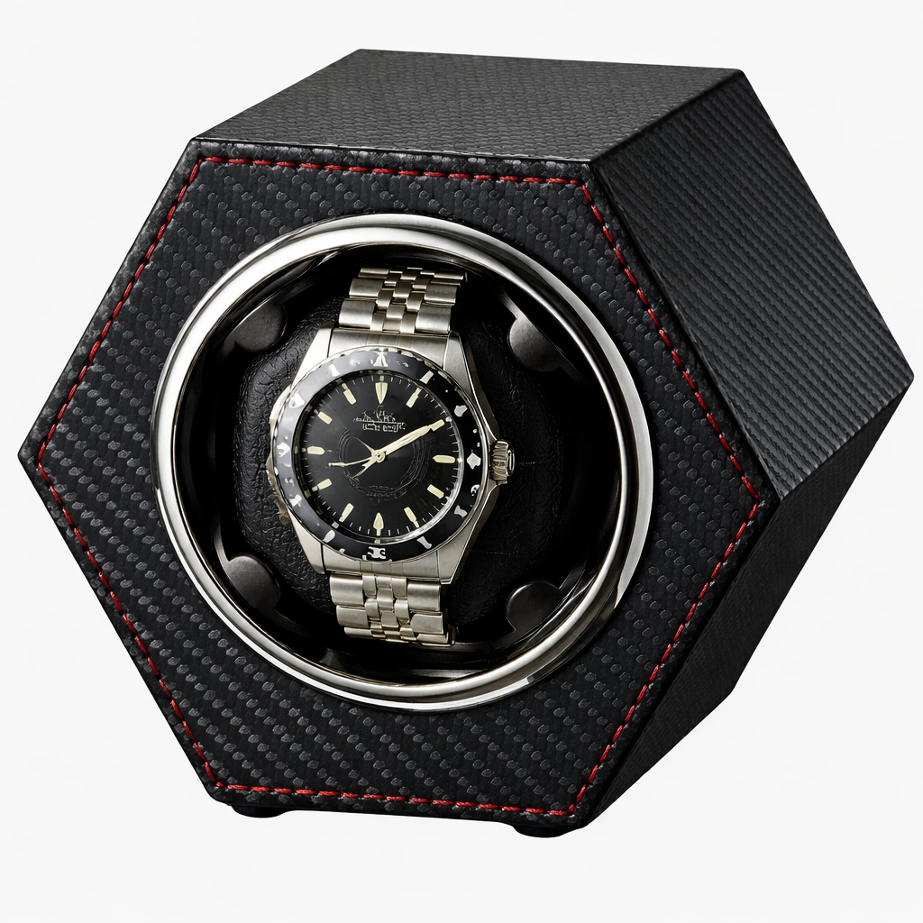 Automatic Watch Winder for 1 Watch – Hexagonal Silent Display Case