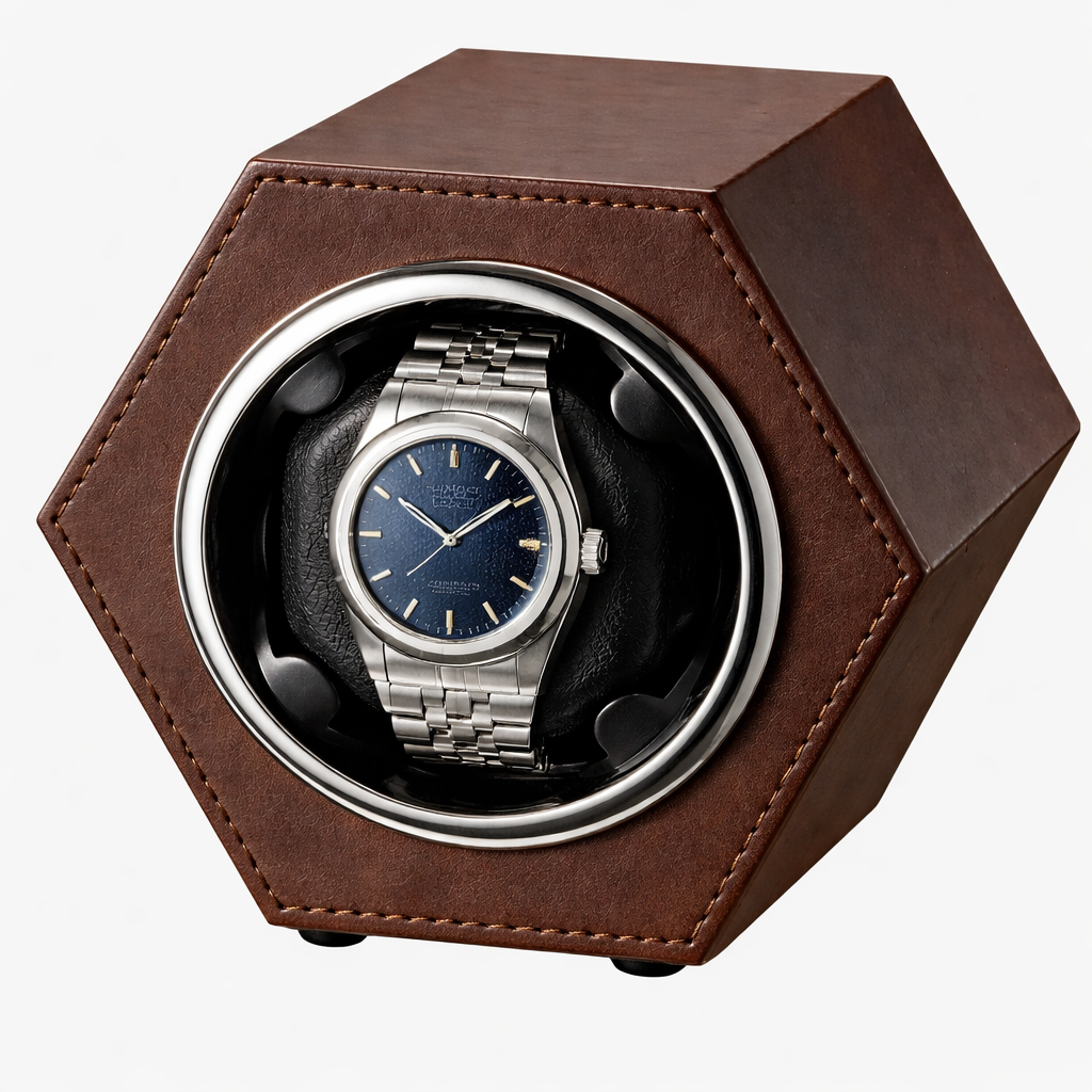 Automatic Watch Winder for 1 Watch – Hexagonal Silent Display Case